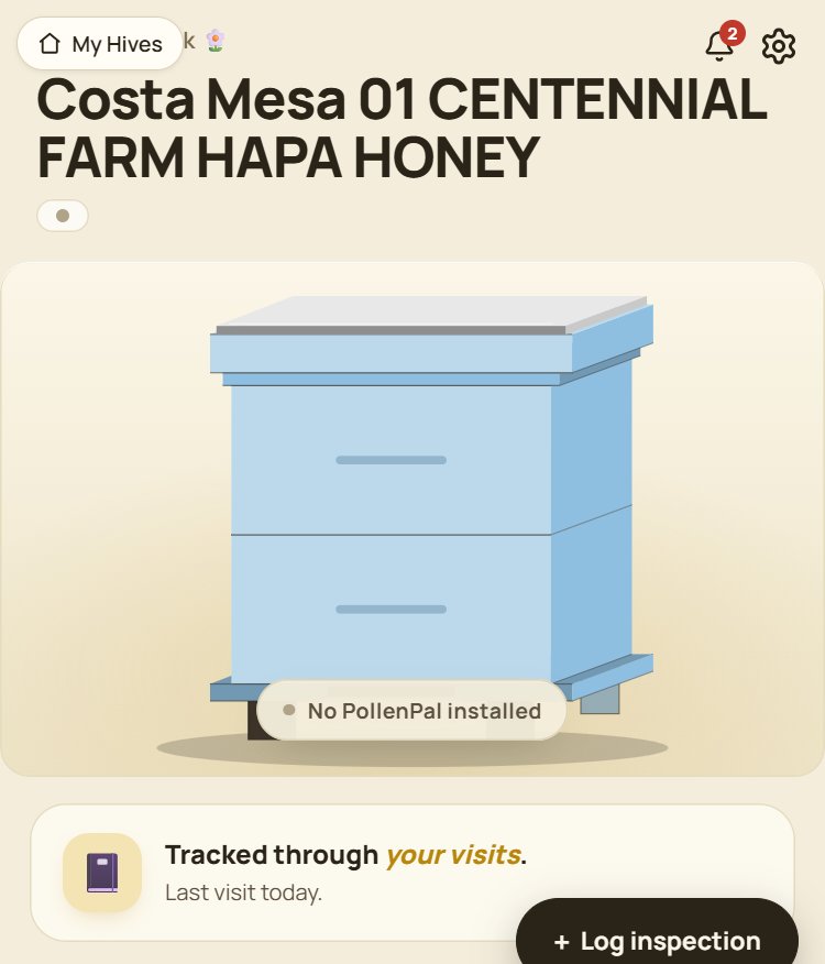 PollenPal app showing a hive overview